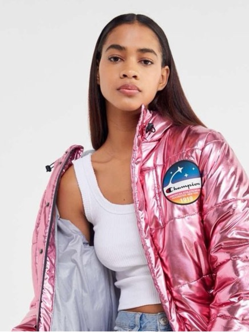 Champion x NASA Metallic Pink astronaut Puffer Jacket